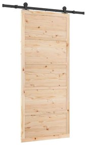 Porta Deslizante Castanho 80 x 208 cm Madeira de pinho maciça