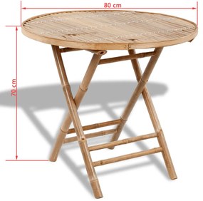 5 pcs conjunto de jantar dobrável p/ exterior bambu