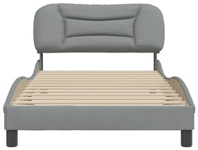 Estrutura de cama sem colchão 100x200 cm tecido cinzento-claro