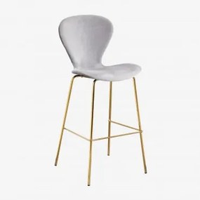 Pacote Com 4 Bancos Altos Uit ↑75 Cm & Dourado & Velluto Cinza Claro & Velluto - Sklum