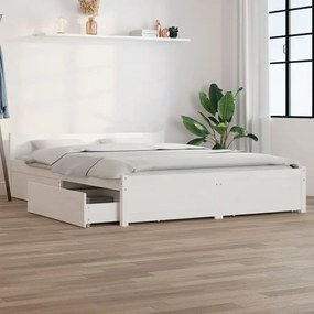 Estrutura de cama com gavetas 140x200 cm branco