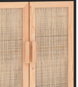 Aparador 60x30x70 cm pinho maciço/vime natural preto