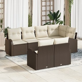 Conjunto de Sofá de Jardim vidaXL 7 Peças com Almofadas Castanho Ratta