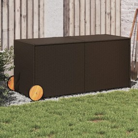 Caixa de arrumação para jardim com rodas 283L vime PE castanho