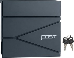 Caixa de correio com fechadura e compartimento para jornais 10,5 x 37 x 37 cm Antracite