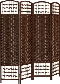 HOMCOM Biombo interior em madeira separador de ambientes divisória dobrável 4 painéis 160 x 170 cm castanho | Aosom Portugal
