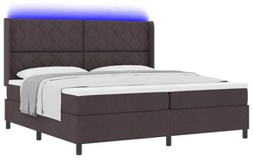 Cama Box com Colchão e LED Castanho Escuro 200x200 cm em Tecido