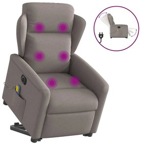 vidaXL Poltrona elétrica elevatória massagens tecido cinza-acastanhado