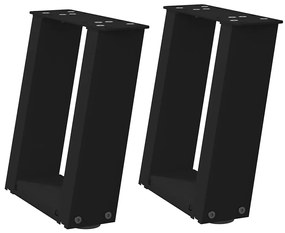 Pés para mesa de centro em formato de U, 2 peças, preto, 30x(30-31) cm