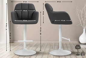 Banco de bar Natoma em couro sintético com estrutura branca 97-118 x 57 x 59 cm Preto