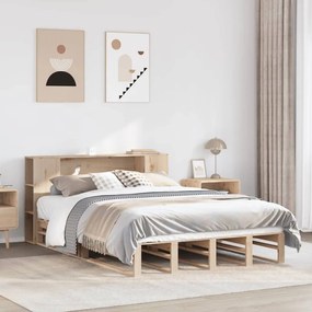vidaXL Cama com estante sem colchão 120x190 cm madeira maciça