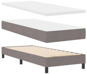 Cama Box com Colchão &amp; LED Taupe 80x200 cm Tecido