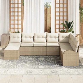 Conjunto de Sofá de Jardim 8 Peças com Almofadas Begeh em Rattan Sinté