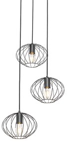 Candeeiro de suspensão industrial preto 3 luzes - Margarita Design