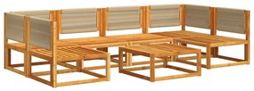 7 pcs conjunto sofás jardim c/almofadões madeira maciça acácia
