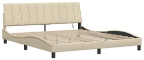 Estrutura de cama sem colchão 180x200 cm tecido cor creme