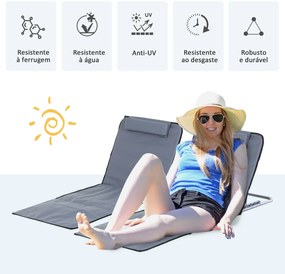 Conjunto de 2 esteiras de praia com encosto reclinável em 5 níveis, bo