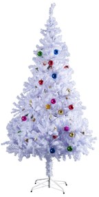 Árvore de Natal Artificial 150cm com 680 Ramos de PVC 48 Decorações Incluidas Suporte Metálico Decoração de Natal para Interiores Φ85x150cm Branco