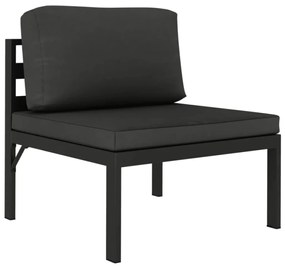 5 pcs conjunto lounge jardim com almofadões alumínio antracite