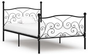 vidaXL Estrutura de cama com estrado de ripas 100x200 cm metal preto
