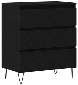 Aparador vidaXL com Gavetas Preto Carvalho 60x35x70 cm Madeira de Enge
