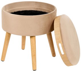 Tamborete com arrumação em veludo creme NEELY Beliani