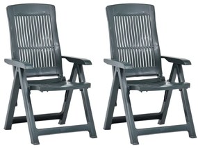 Cadeiras de jardim reclináveis 2 pcs plástico verde