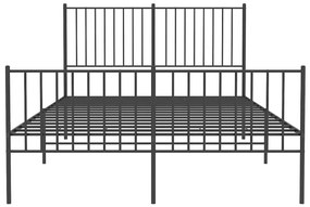 Estrutura de cama com cabeceira e pés 135x190 cm metal preto