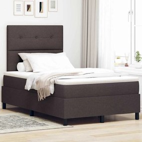 vidaXL Cama Box Spring com Colchão Castanho Escuro 120x200 cm Tecido
