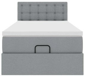Estrutura cama otomana colchão 90x190 cm tecido cinzento claro