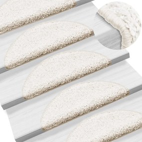vidaXL Tapetes de escada 5 peças 56x17x3 cm branco semicircular