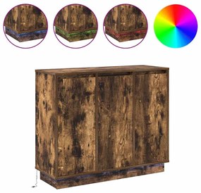 Buffet vidaXL com LED Carvalho Fumado 90x32x75 cm Madeira Engenheirada