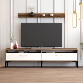 Móvel TV Istanbul – Nogueira e Branco – 180x47x35 cm