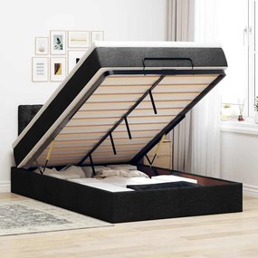 Cama otomana com colchão 120x200 cm tecido preto