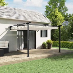 vidaXL Gazebo Montado na Parede Creme 3 x 3 m Aço