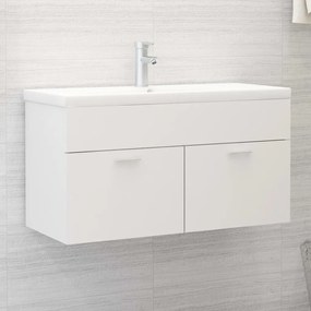 vidaXL Armário lavatório c/lavatório embutido derivados madeira branco