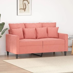 vidaXL Sofá de 2 lugares veludo 120 cm rosa