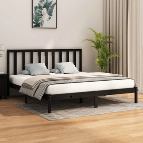 Estrutura de cama super king 180x200 cm madeira maciça preto