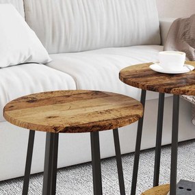Conjunto de Mesas de Apoio 2 pcs em Madeira Velha, Madeira Engenharia