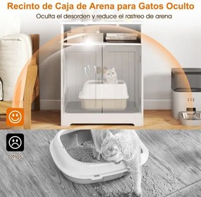 Movel para caixa de areia para gatos (NÃO INCLUIDA) 59,5 x 43,5 x 73 cm  em madeira, móvel embutido com tapete, compartimento, porta com fechadura, ca