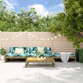 4 pcs conjunto lounge de jardim madeira de pinho impregnada