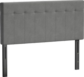 HOMCOM Cabeceira 3 alturas ajustável com pés de metal, efeito veludo para quarto 140x10x106/116/126 cm Cinza | Aosom Portugal