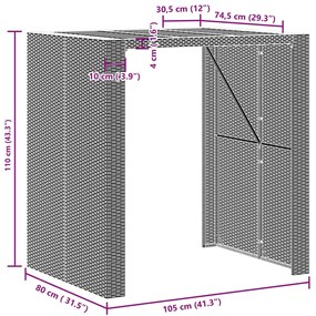 Mesa de bar para jardim com tampo em acácia vime PE cinza