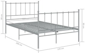 Estrutura de cama 120x200 cm metal cinzento