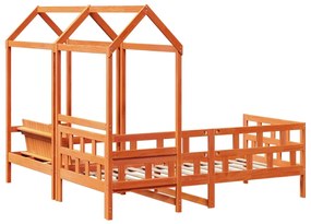 Conj. sofá-cama com telhado 90x200 cm pinho maciço castanho-mel