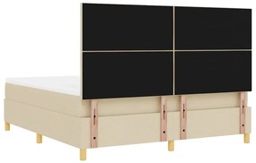 Cama Box Spring com Colchão &amp; LED Creme 180x200 cm Tecido