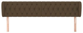 Cabeceira de cama c/ abas tecido 203x23x78/88cm castanho-escuro