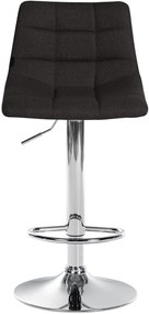 Banco de bar Jerry em tecido com estrutura cromada 87-108,5 x 43 x 46,5 cm Preto