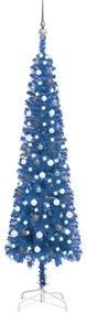 vidaXL Árvore de Natal pré-iluminada fina com bolas 240 cm azul