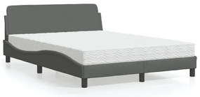 Cama com colchão 140x190 cm tecido cinzento-escuro